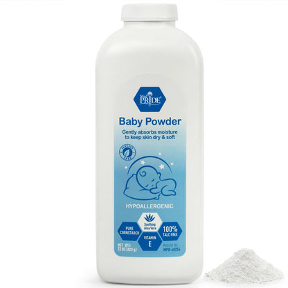 Baby Powder – Cornstarch with Aloe Vera & Vitamin E, 22 oz