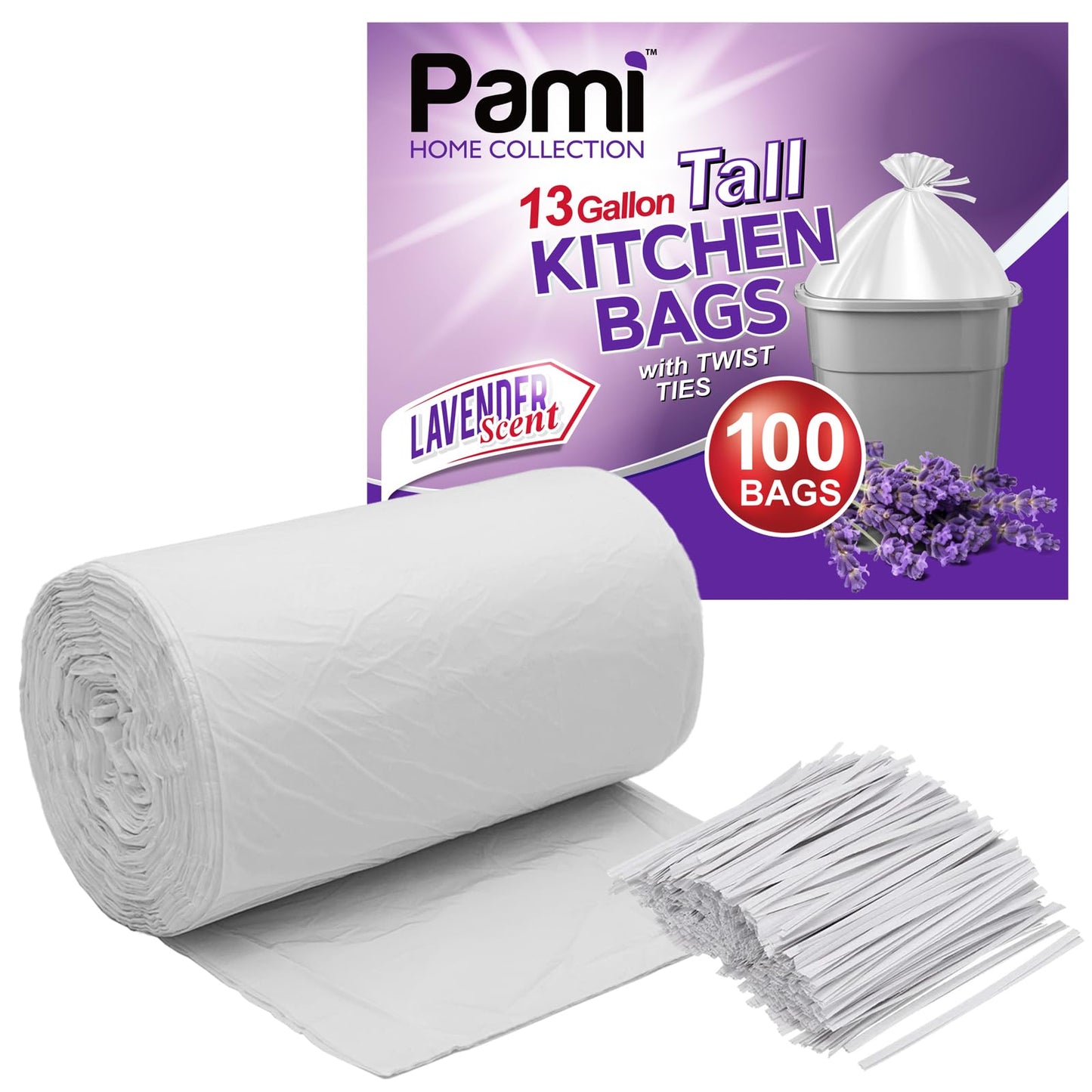 13 Gallon Tall Kitchen Trash Bags with Twist Ties