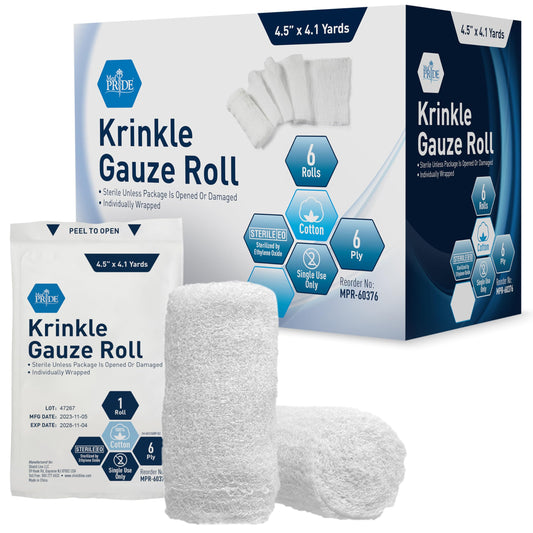 Sterile Krinkle Gauze Rolls – 6-Ply Absorbent Wound Dressing