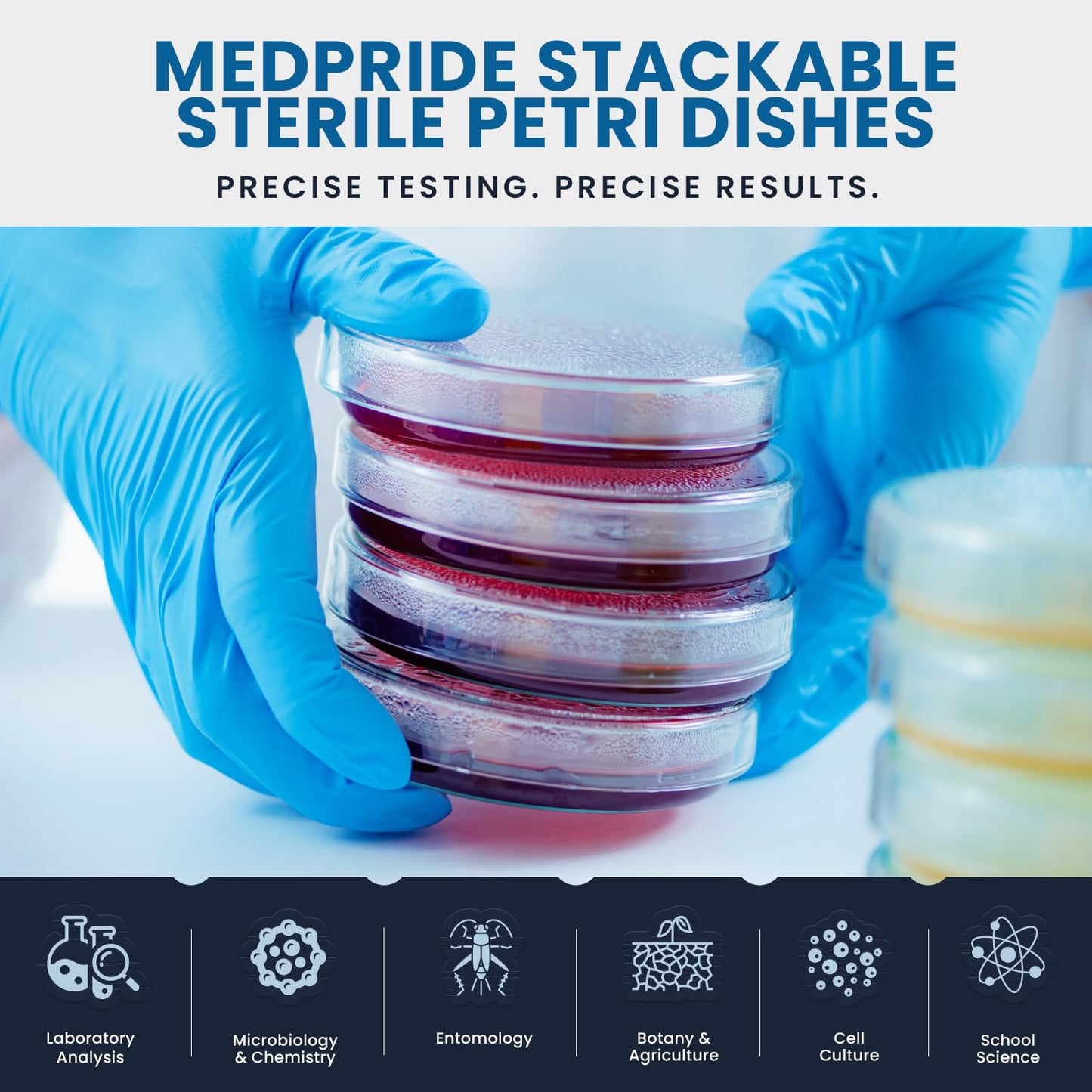Stackable Sterile Petri Dishes with Lids, 90mm x 15mm