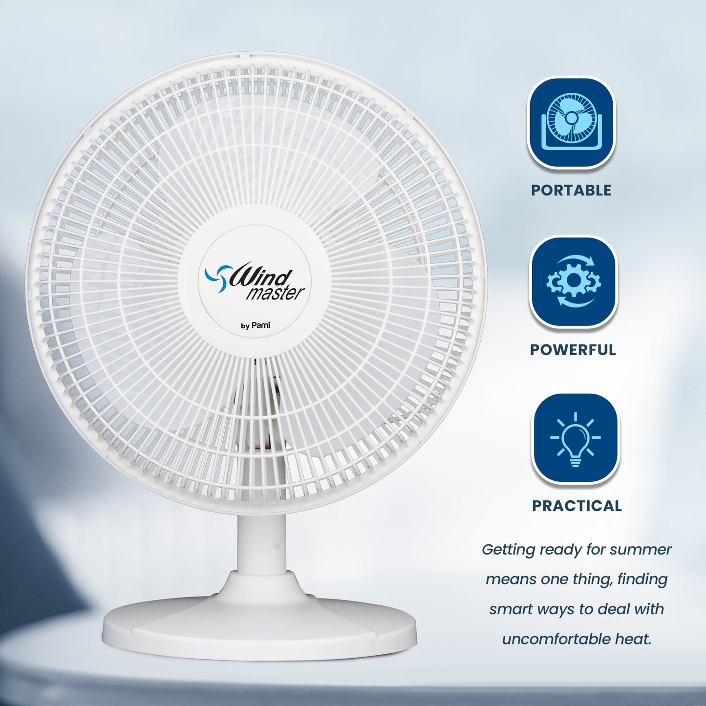 3 Speed Oscillating Desk Fan - Adjustable Tilt