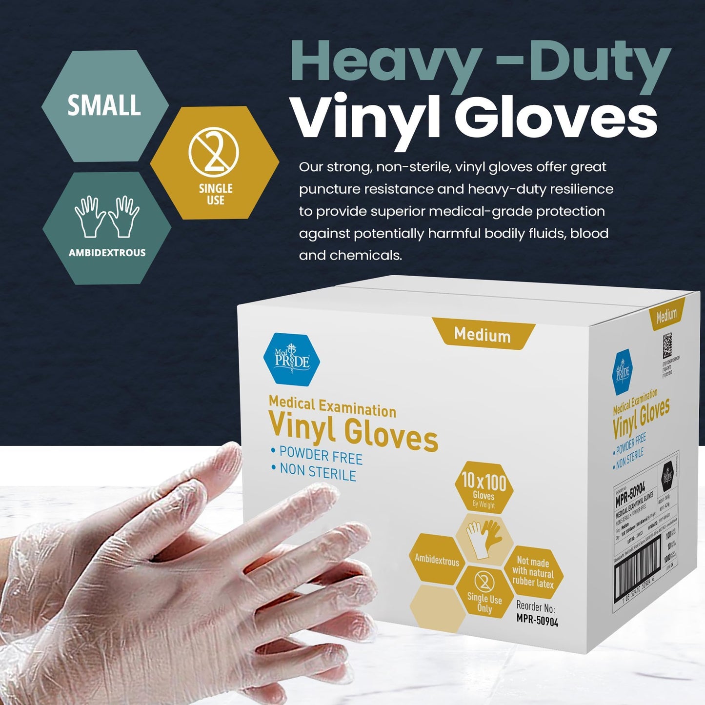 Powder Free Vinyl Exam Gloves Large 1000 Count