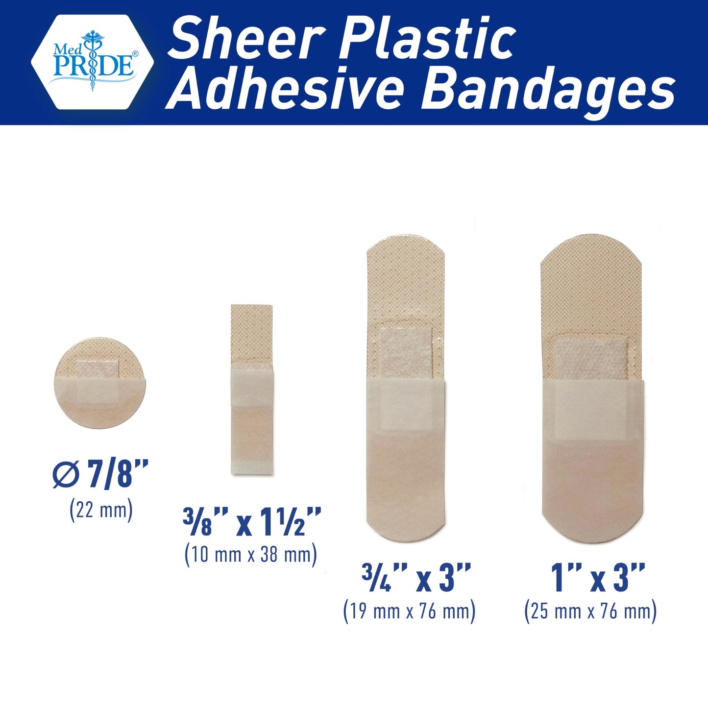 Sheer Plastic Adhesive Bandages – Sterile, Hypoallergenic, 100ct