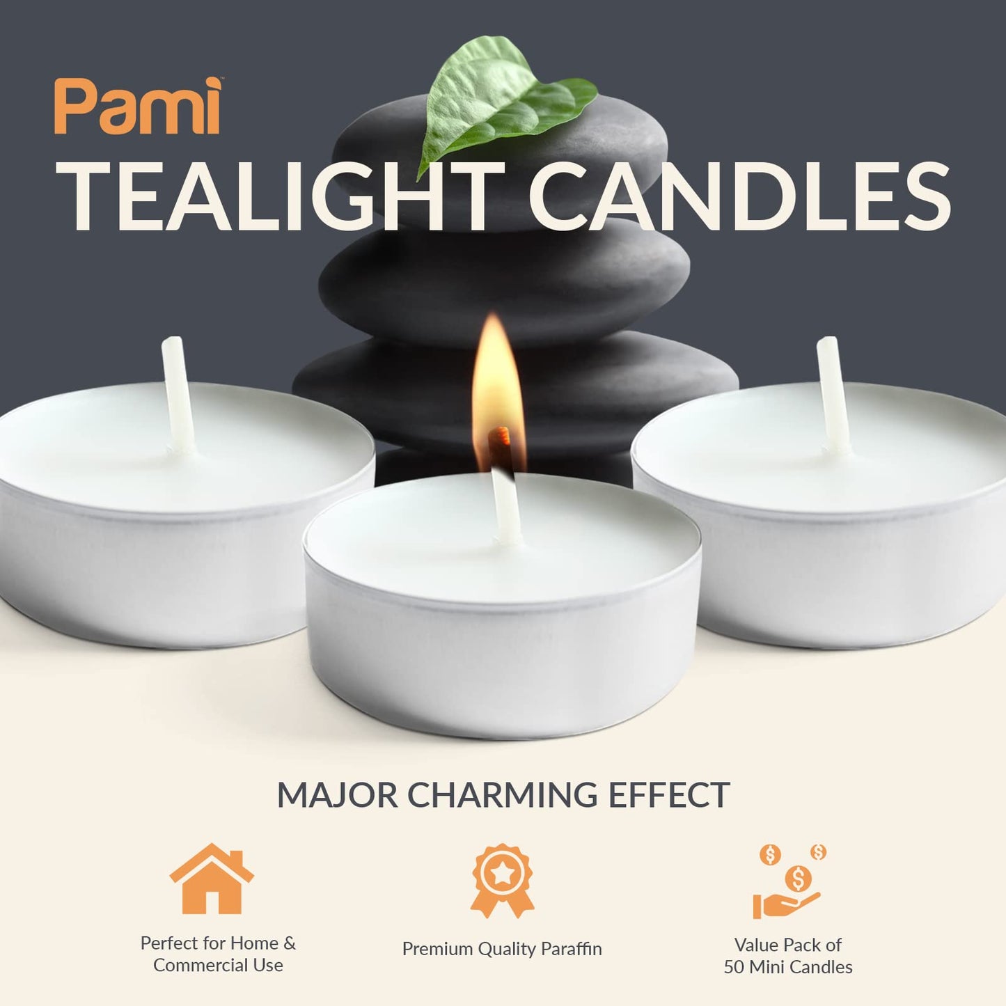 Tealight Candles – 4 Hour Burn Time, 50ct Bag