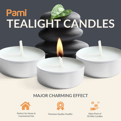 Tealight Candles – 4 Hour Burn Time, 50ct Bag