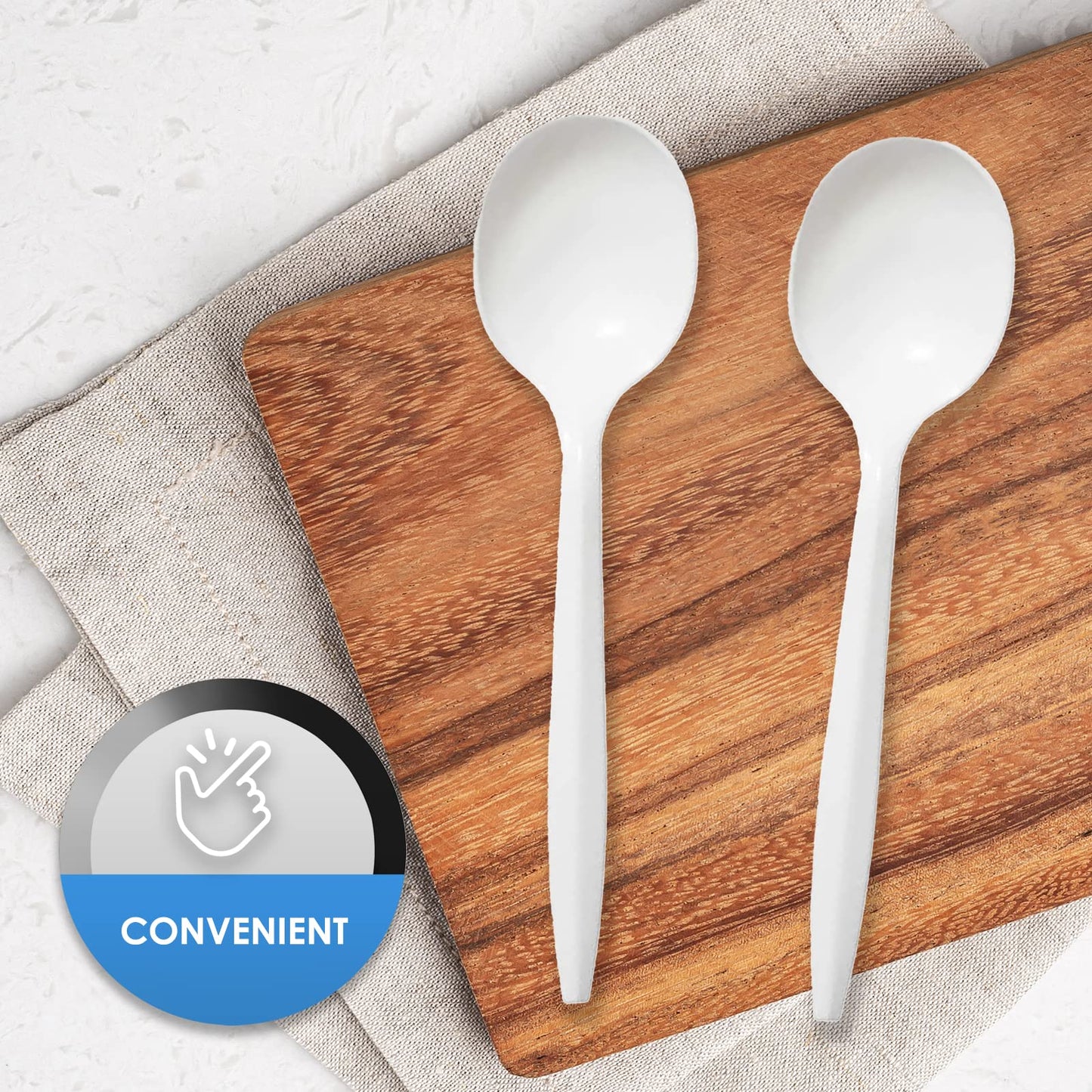 Medium-Weight Disposable Plastic Utensils – White Forks, Spoons & Knives 400-Pack