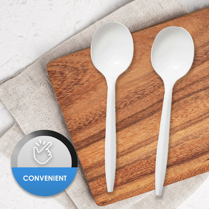 Medium-Weight Disposable Plastic Utensils – White Forks, Spoons & Knives 400-Pack