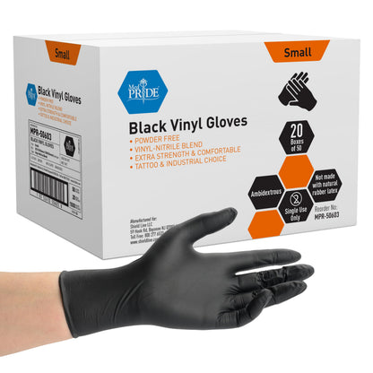 Black Vinyl Gloves - Box of 50