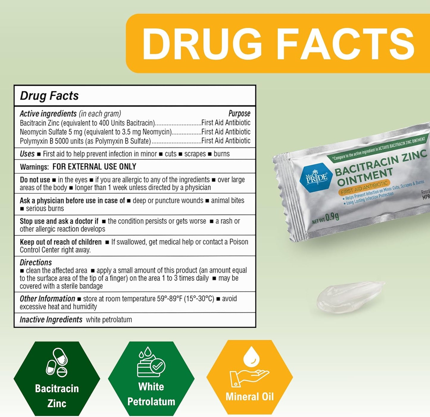 Bacitracin Zinc Ointment, 0.9g Individual Packets - 144ct
