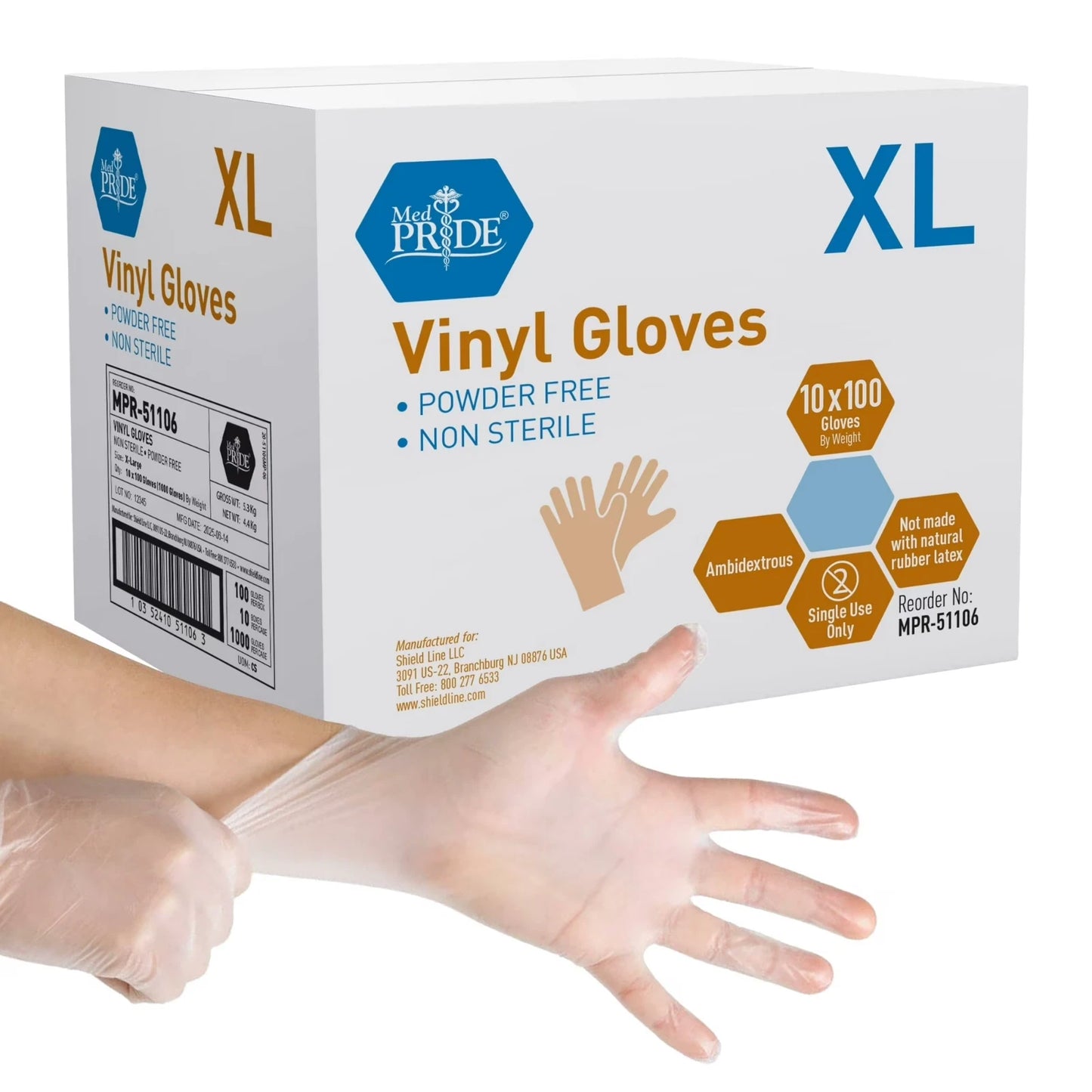 Vinyl Gloves 4.3 Mil - Box of 100
