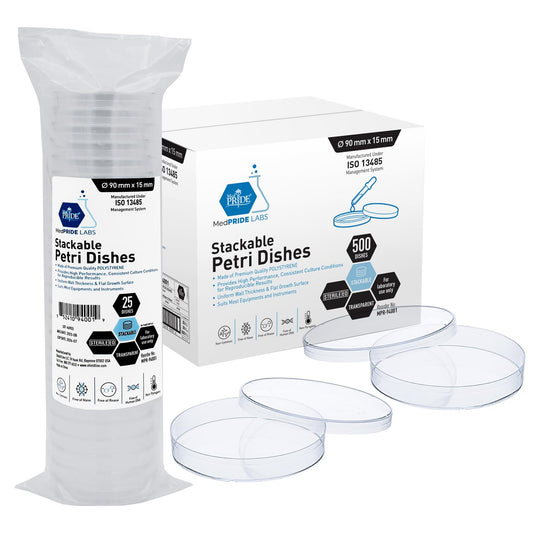 Stackable Sterile Petri Dishes with Lids, 90mm x 15mm