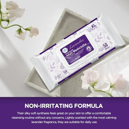 Premoistened Disposable Washcloths – 8" × 12", Lavender Scent, 600 Ct