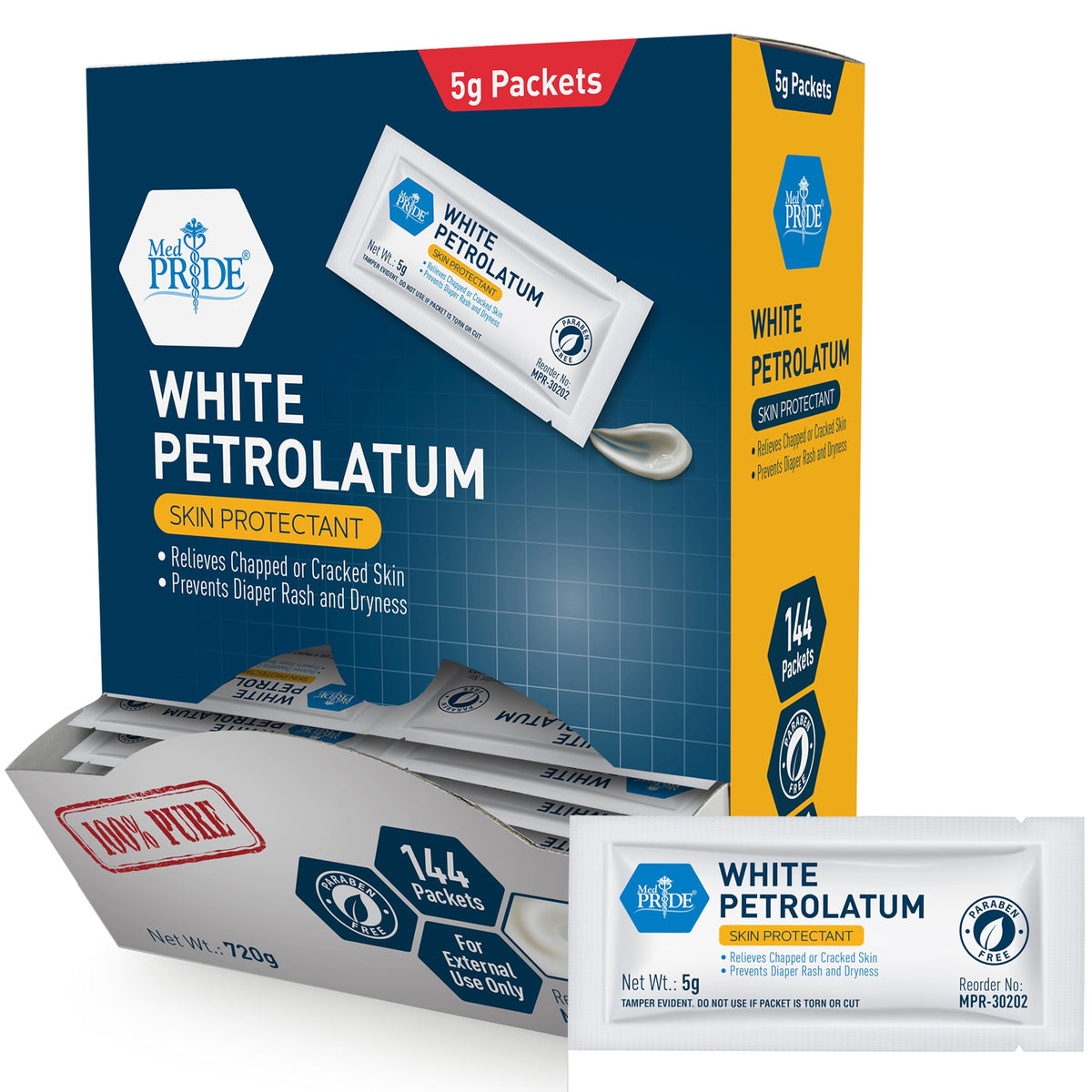 100% Pure White Petroleum Jelly 5g Packets – 144ct