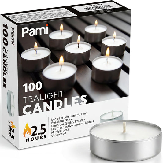 Tealight Candles – 2.5 Hour Burn Time, 100 Pack