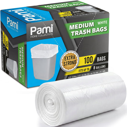 Medium 8-Gallon Trash Bags White – Box of 100ct