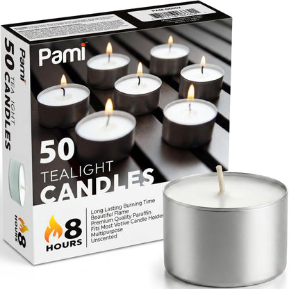 Tealight Candles, 8 Hour Burn - 50 Pack