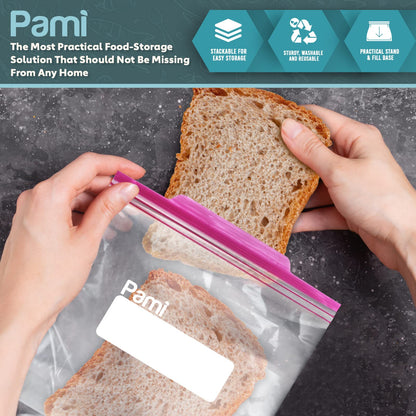 Quart Size Double Zip Storage Bags, Expandable Bottom - Pack of 75