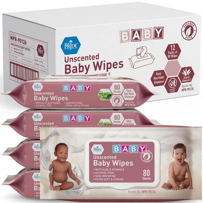 Uncented Extra Soft Baby Wipes – Aloe & Vitamin E, Alcohol-Free