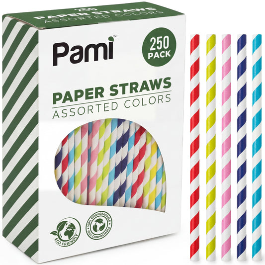 Compostable Paper Drinking Straws – Assorted Colors