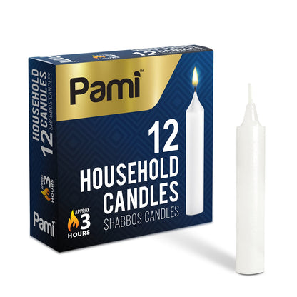 Shabbat Household Candle Sticks, 3-Hour Burn - 12 Pack