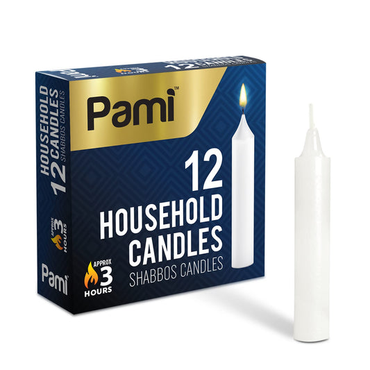 Unscented Shabbat Household Candle Sticks - 3-Hour Burn 12 Pack