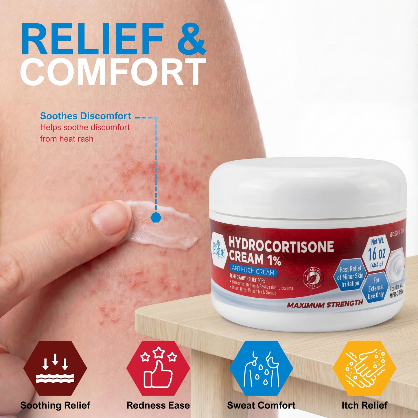 Hydrocortisone Anti Itch Cream 1% - 16 oz Jar