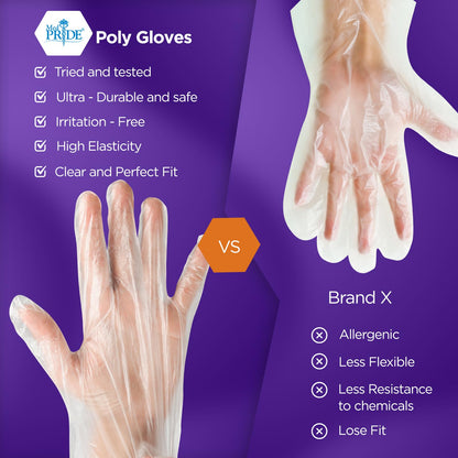 Clear Poly Gloves -  Multipurpose Gloves - Box of 500