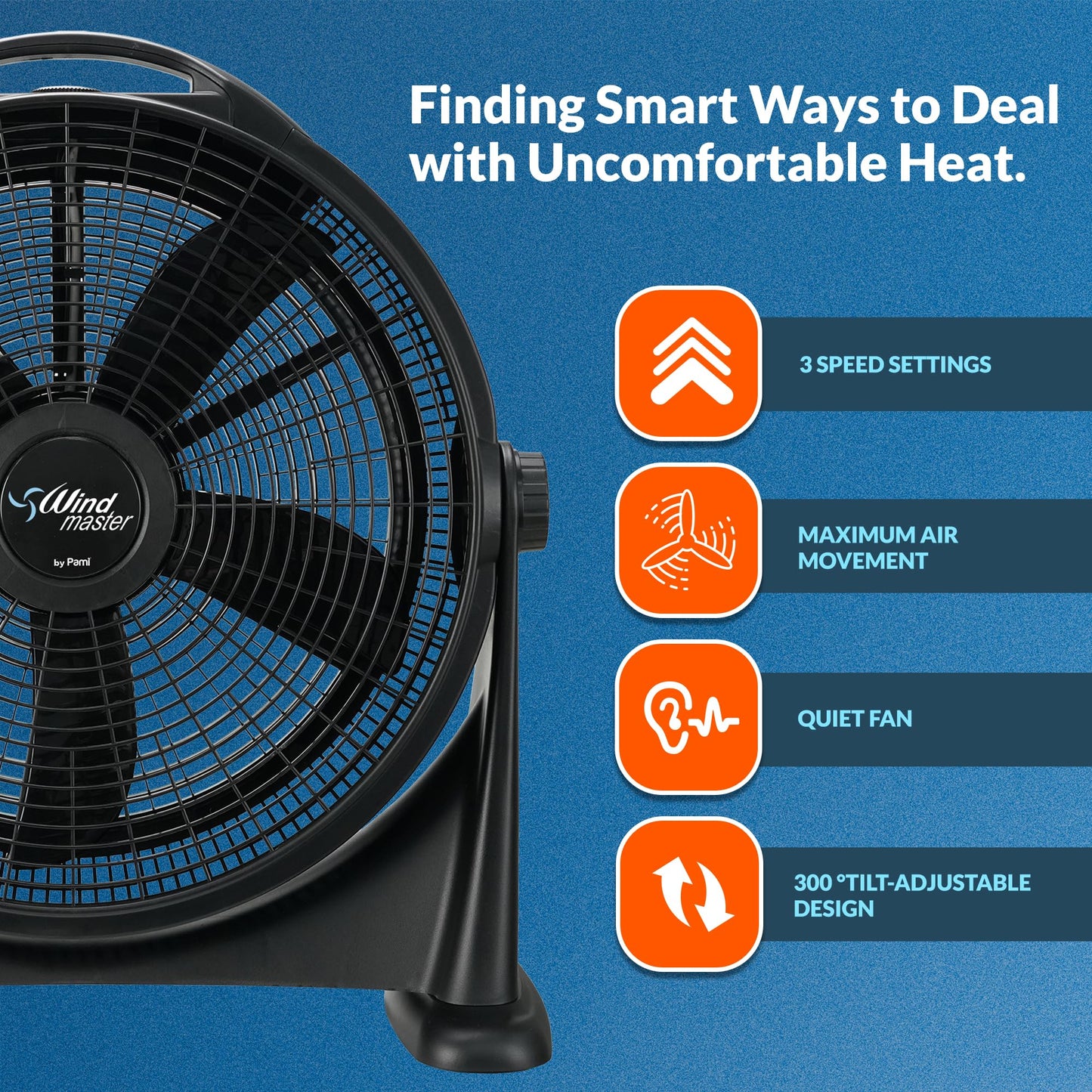 20” High Velocity Floor Fan Turbo 3 Speed Portable