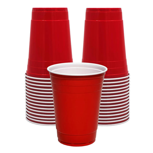 16 oz Disposable Plastic Party Cups – Assorted Colors, 50 Pack