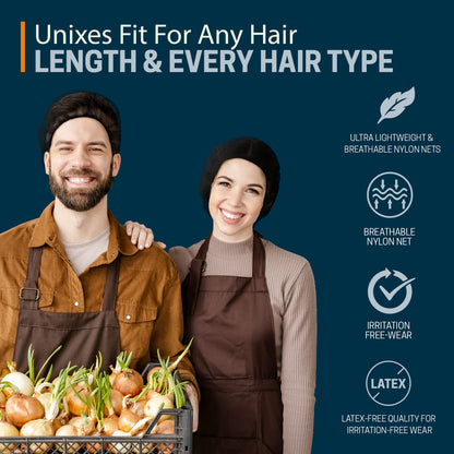 Disposable Black Nylon Hair Nets – Food Service Hair Covers, Box of 144ct