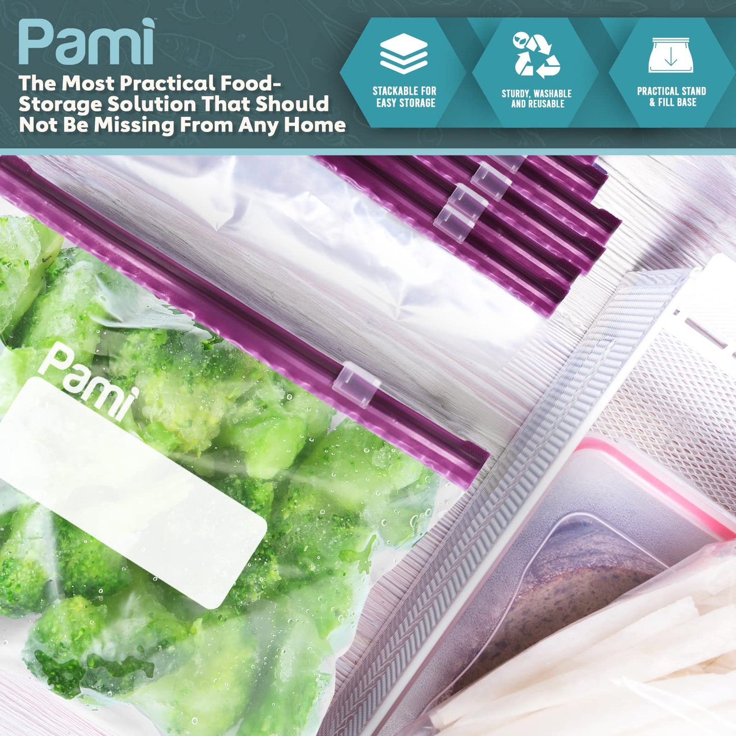 Quart Size Slider Storage Bags, Expandable Bottom - Pack of 50