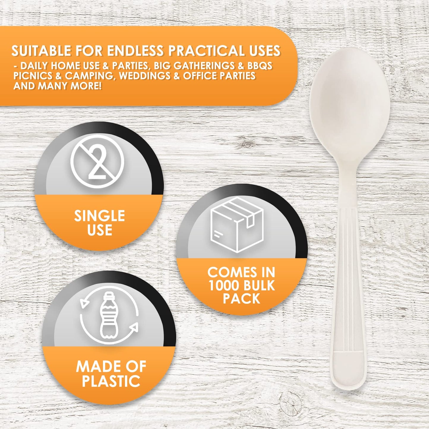 Heavy-Weight Disposable Plastic Silverware – White Utensils, 1000-Pack