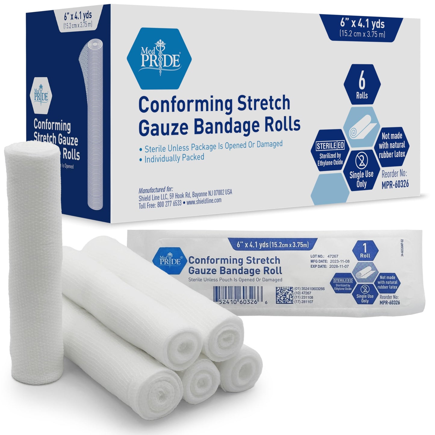 Sterile Conforming Stretch Gauze Bandage Rolls – Latex-Free