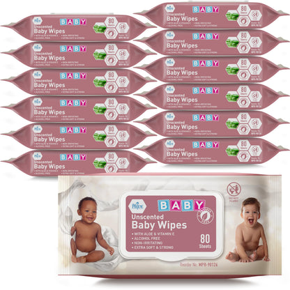 Uncented Extra Soft Baby Wipes – Aloe & Vitamin E, Alcohol-Free