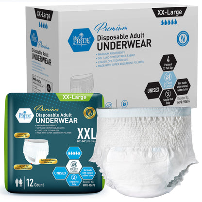 Premium Disposable Adult Underwear – Unisex, Maximum Absorbency