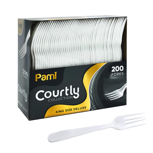 Heavy-Weight Disposable Plastic Utensils – White, 200-Pack