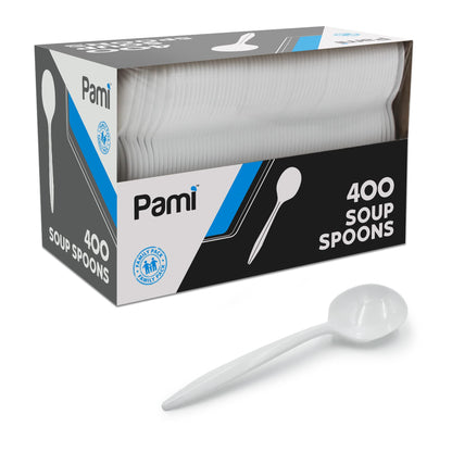 Medium-Weight Disposable Plastic Utensils – White Forks, Spoons & Knives 400-Pack