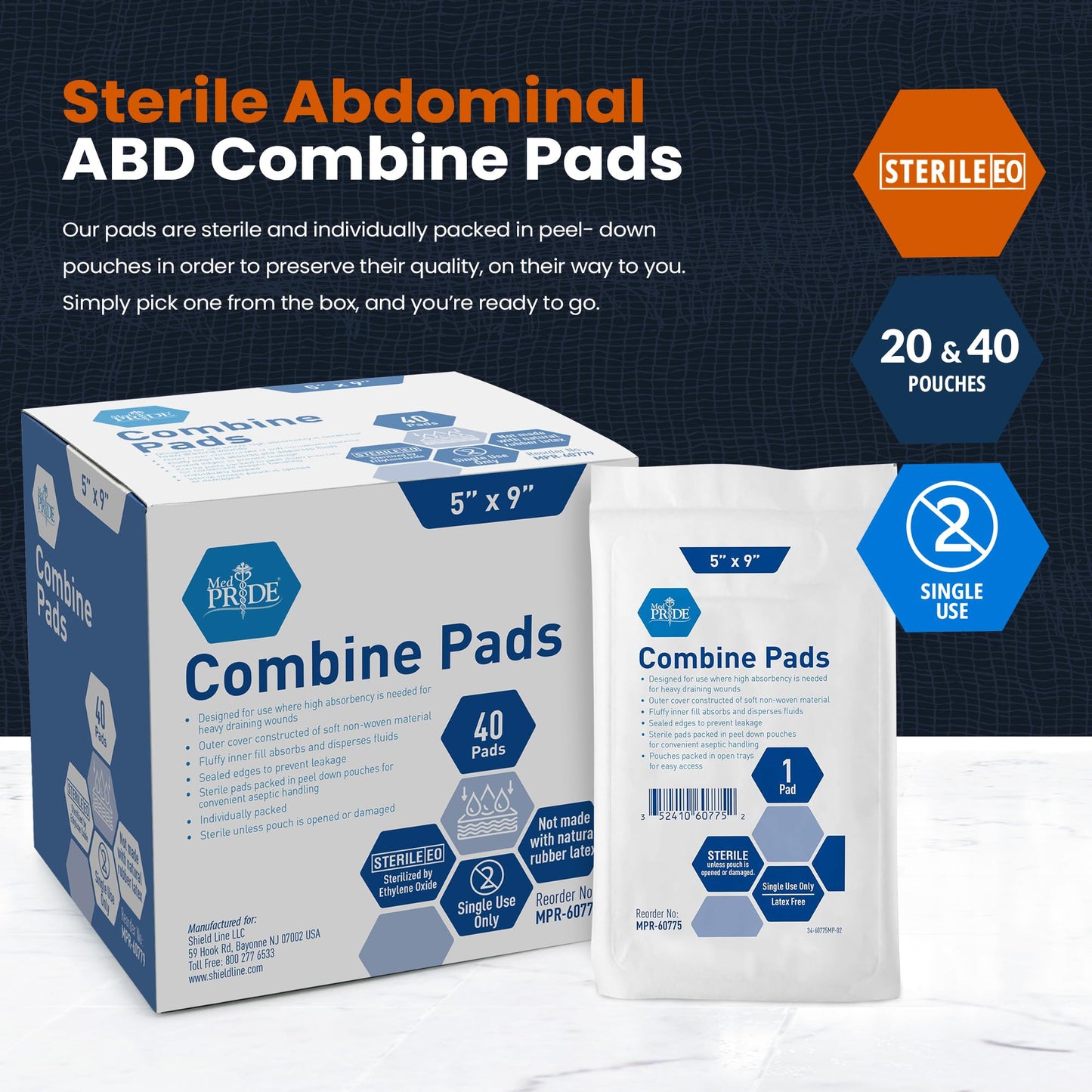 Sterile Combine ABD Pads – Individually Wrapped, Absorbent Dressing