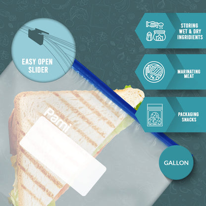 Gallon Size Freezer Slider Bags - Pack of 40, Expandable Bottom