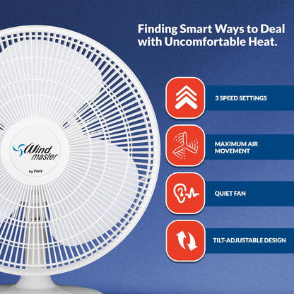 3 Speed Oscillating Desk Fan - Adjustable Tilt