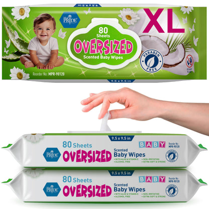 Oversized Scented Alcohol-Free Baby Wipes – 9.5" × 9.5"
