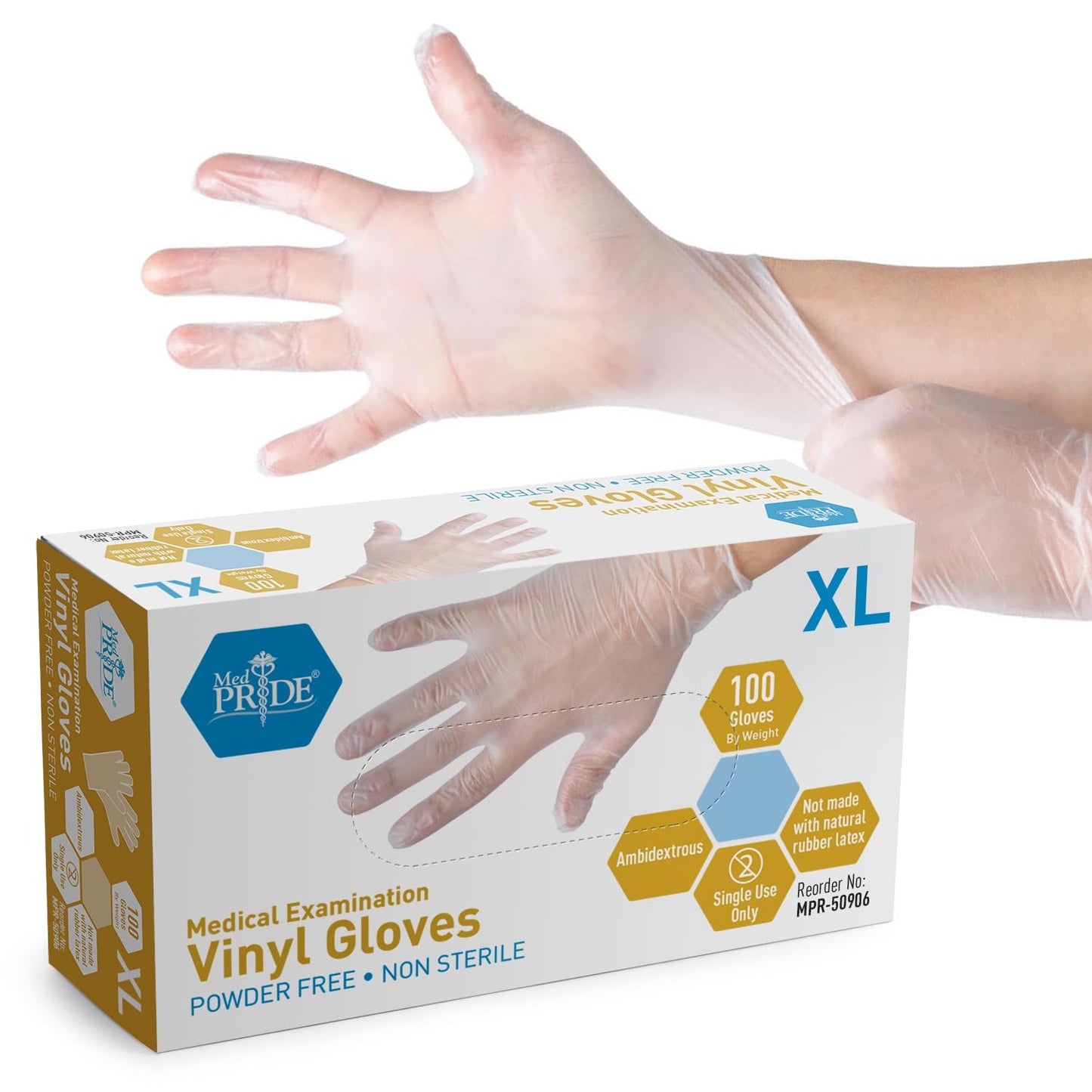 Disposable Vinyl Exam Gloves XL 1000ct Latex Free Powder Free Clear