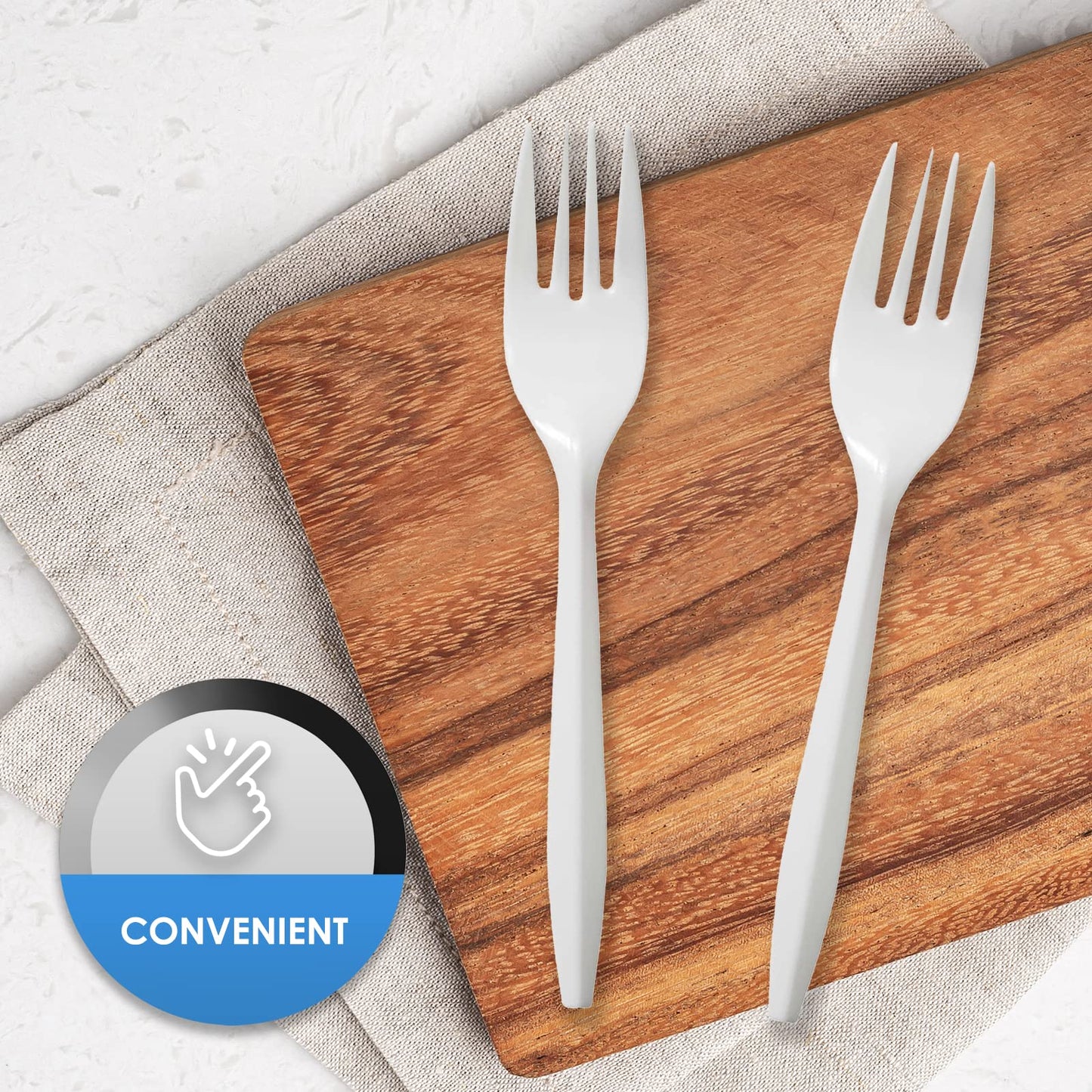 Medium-Weight Disposable Plastic Utensils – White Forks, Spoons & Knives 400-Pack