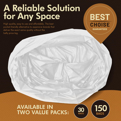 4 Gallon Small White Trash Bags – Extra Strong, 150 Pack