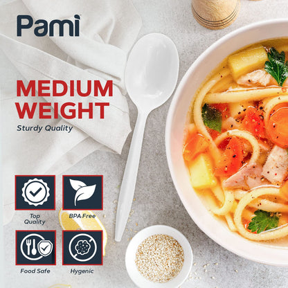Individually Wrapped Medium-Weight Disposable White Plastic Utensils 1000ct
