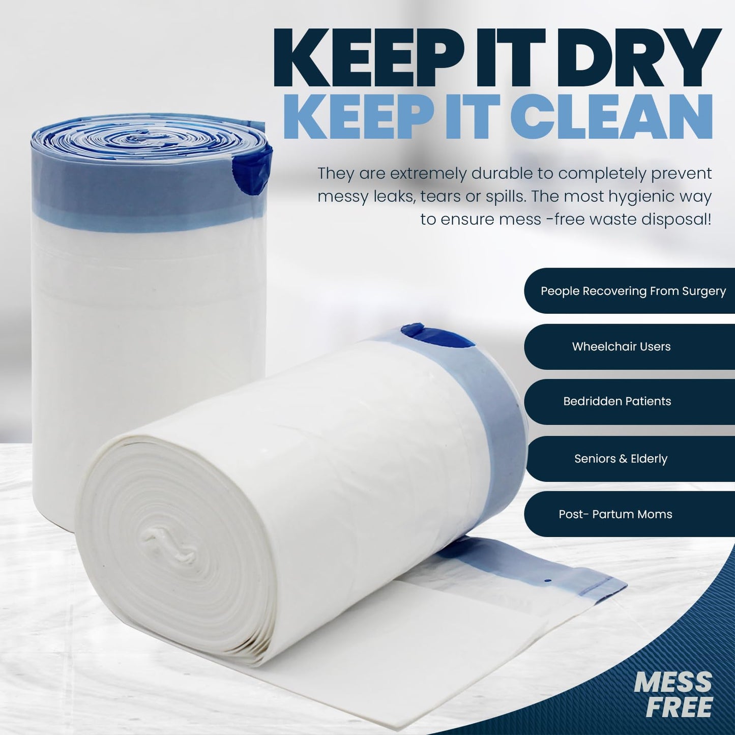 Disposable Commode Liner Bags with Drawstring