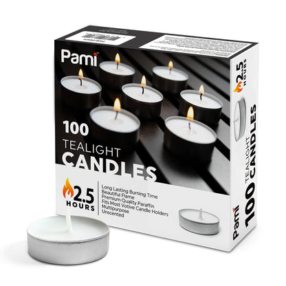 Tealight Candles – 2.5 Hour Burn Time, 100 Pack