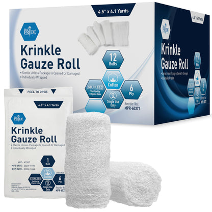 Sterile Krinkle Gauze Rolls – 6-Ply Absorbent Wound Dressing