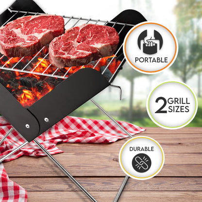 12" Tabletop BBQ Charcoal Grill With Folding Legs