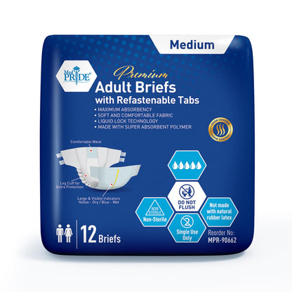 Premium Max Absorbency Adult Incontinence Briefs with Refastenable Tabs
